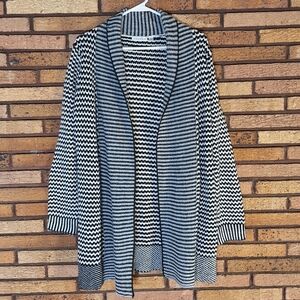 Hannah Medium Striped Black and White Cardigan Sweater